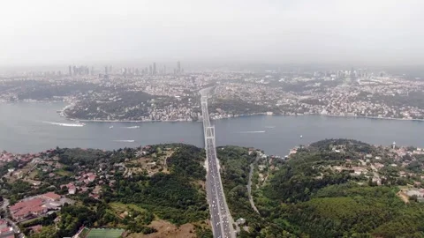 4K- HD DRONE FLY OVER ISTANBUL BOSPHORUS  BRIDGE 2 Stock Footage 247922956