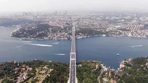 4K- HD DRONE FLY OVER ISTANBUL BOSPHORUS  BRIDGE 3 Stock Footage 247922957