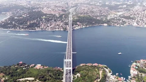 4K- HD DRONE FLY OVER ISTANBUL BOSPHORUS  BRIDGE 4 Stock Footage 247922959