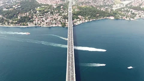 4K- HD DRONE FLY OVER ISTANBUL BOSPHORUS  BRIDGE 5 Stock Footage 247922963