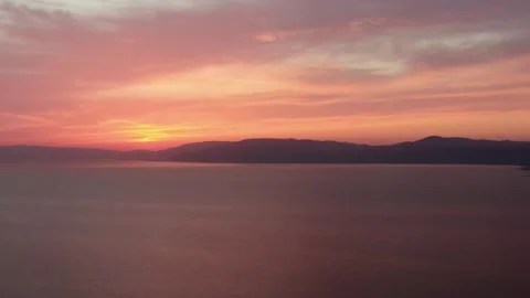 4K- HD DRONE FLY OVER ON LAKE WITH  AMAZING SUNSET 2 Stock Footage 247922985