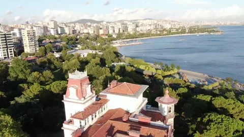 4K- HD DRONE FLY OVER ON ANCIENT VILLA WITH SEA ON THE BACKGROUND 5 Stock Footage 247922987