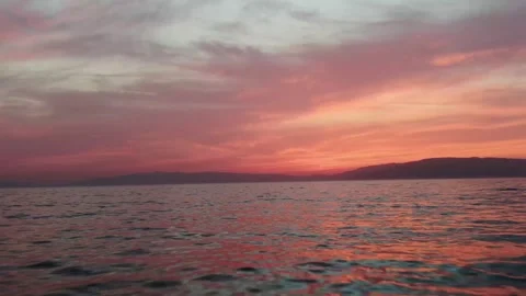 4K- HD DRONE FLY OVER ON LAKE WITH  AMAZING SUNSET 4 Stock-Footage 247923026