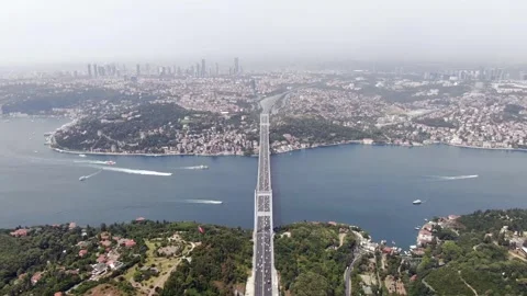 4K- HD DRONE FLY OVER ISTANBUL BOSPHORUS  BRIDGE 5 Stock Footage 247923044