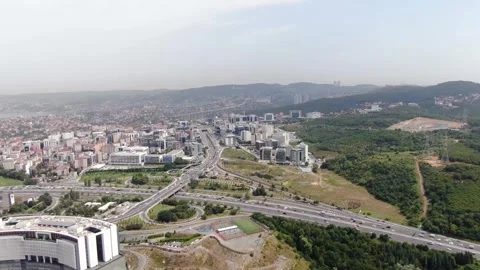 4K- HD DRONE FLY OVER ISTANBUL INTERSECTION WITH BUSY TRAFFIC Stock Footage 247923045