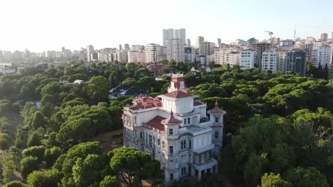4K- HD DRONE FLY OVER ON ANCIENT VILLA WITH SEA ON THE BACKGROUND 4 Stock Footage 247923065