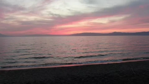 4K- HD DRONE FLY OVER ON LAKE WITH  AMAZING SUNSET 5 Stock Footage 247923081