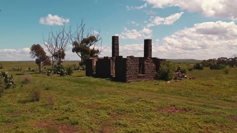 4k HD slow motion Cinematic Drone Shot of Old abandoned ruins Stock Footage 163426730