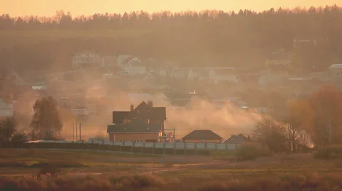 4К &amp; HD - The smoke disaster, evening (morning) Vídeo Stock 37009662