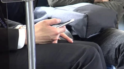 4K Hd Ultra, Close Up Of hand Asian man Using Smartphone in the train -Dan Stock Footage 49504768