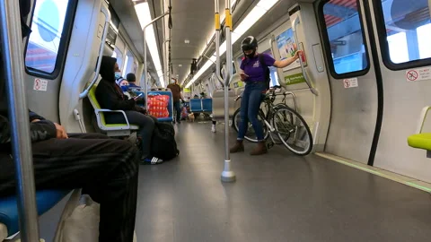 4K HD Video on BART car the people Exiting BART Stock Footage 160029376