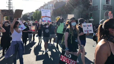 4K HD video BLM Protest San Francisco Mission District Stock Footage 131906817