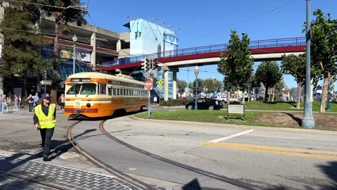 4K HD Video of the F Line Trolley in San Francisco, CA Stock Footage 322073655