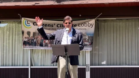 4K HD video of State Senator Josh Becker speaking at youth led climate strike Stock Footage 247390481