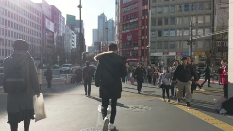 4k HD video while walking on side walk in Shibuya Stock Footage 159078705