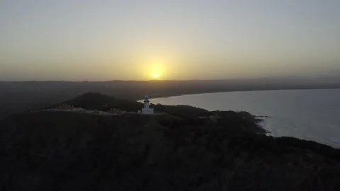 4K - HDR | Byron Bay Lighthouse | Revealing Drone Shot | Sunset Stock Footage 207698467