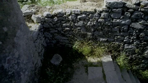 4k HDR Corfu Greece walking down Stairs of Ruin 10Bit Stock Footage 198423902