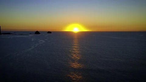 4K HDR Flight into sunset Stock Footage 107032965