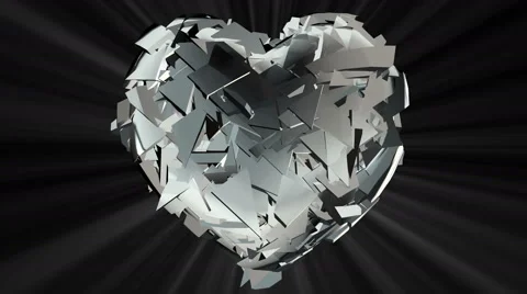 4k Heart Beating Seamless Loop Animation with Silver Metal Style Stock Footage 55318835