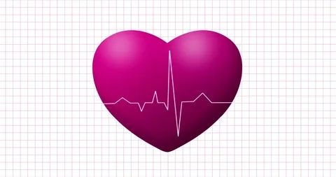 4K Heart on EKG Animation |Loopable Stock Footage 111761319