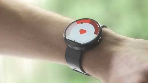 4K Heart Rate Pulse Cheking On Smartwatch Health App Stock Footage
