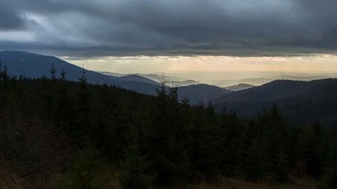 4K Heavy clouds and sun beams on the city Stock Footage 126009166