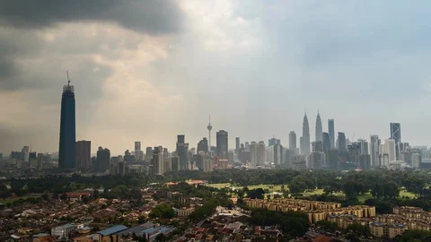 4k heavy rain timelapse Kuala Lumpur Stock Footage 90736351