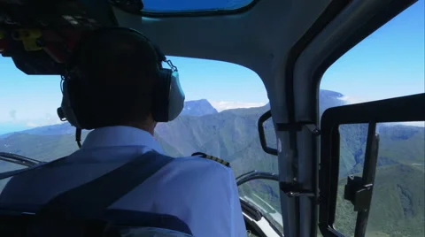 4K Helicopter flight over La Réunion Stock Footage 57912422