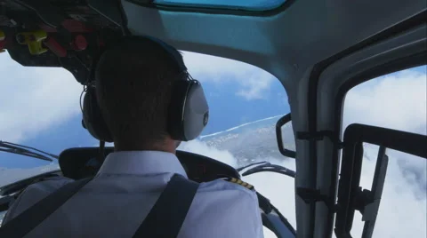 4K Helicopter Pilot flying through the clouds Stock Footage 57912603