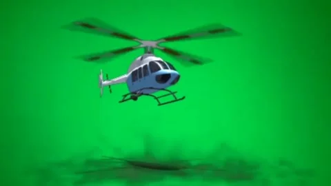 4k Helicopter Realistic 3D take-off flying with side angle view animation on gre Stock-Footage 265149396