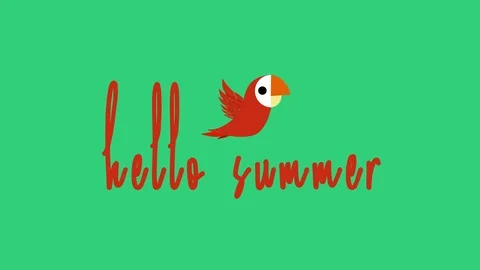 4K Hello Summer - Parrot Animation |Loopable Stock Footage 108011332