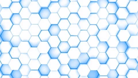 4K Hexagon 3D Abstract Animation. animated with blue glow in backdrop Stock Footage 100684638