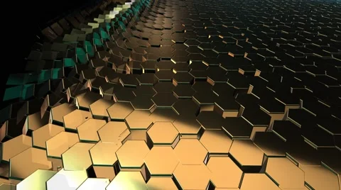 4K HEXAGON GOLDEN BACKGROUND Stock Footage 63299771