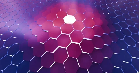 4K Hexagonal Grid Ripple Animation Blue to Red Glow Transition Stock Footage 327052320
