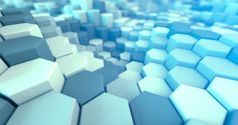 4K Hexagons pattern abstract waving Loop animation Uhd blue 스톡 동영상 68925124