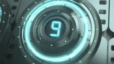 4k Hi Tech Ten Second metallic countdown timer Video stock 172589634