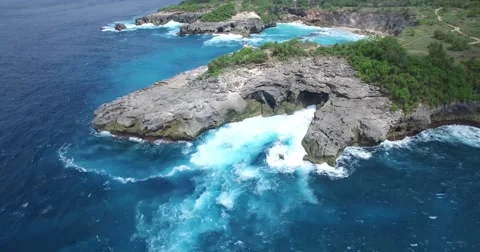 4K HIGH ANGLE AERIAL FLY OVER BLUE LAGOON IN BALI Stock Footage 60001602
