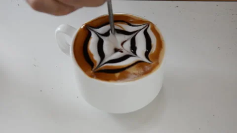 4K High angle view . Making latte art . Stock Footage 230119340