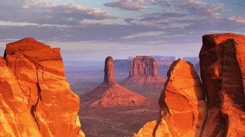 4K High Angle View of Monument Valley Desert on Arizona Utah Border Video stock 325807590