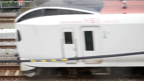 4K High angle view . Passenger train passing Stock Footage 229246958