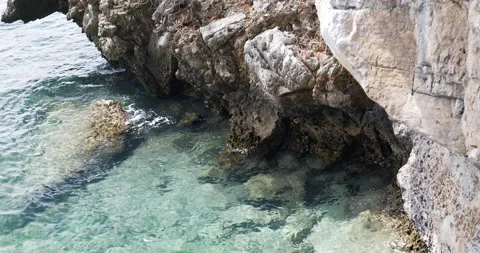 4K High angle view . Water and rock . Stock Footage 172304657
