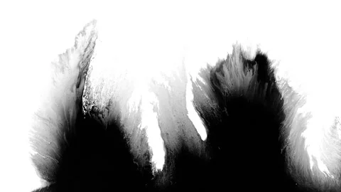 4K High-Contrast Black and White Ink Spreading Organic Grayscale Stock-Footage 334440685