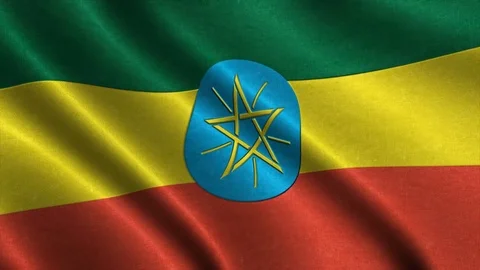 4K High Definition Flag of Ethiopia waving in the wind. Stock Footage 76132529