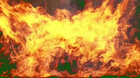 4k high fps fire burning explosion animation isolated on a green screen Stock Footage 340253043