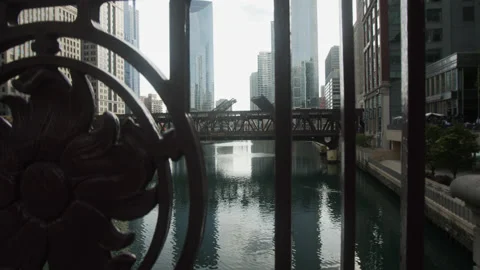 4K High Quality Chicago bridge and river at Sunset. Prores 444 (Color Correc Stock Footage 138560103