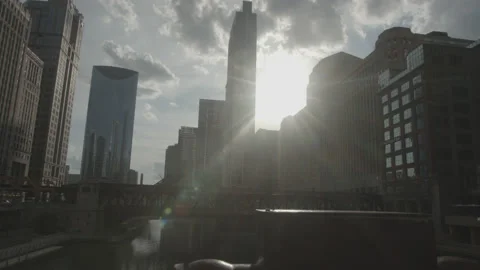 4K High Quality Chicago bridge and river at Sunset #3 (Prores 444 LOG color) Stock Footage 138893421