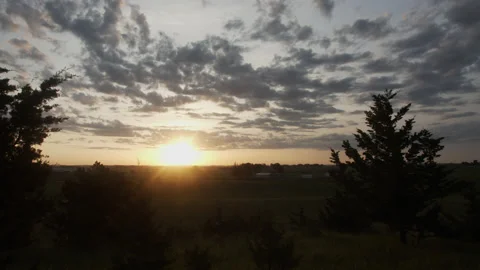 4k High Quality Sunrise over a Iowa Farm Prores 444 Stock Footage 138539367