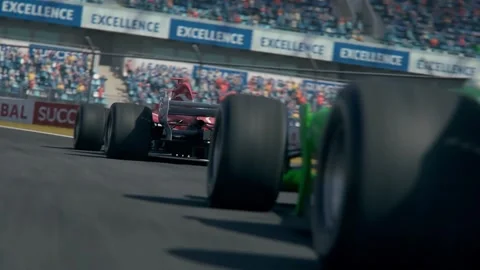 4K High Speed Formula Racing Gameplay Professional Circuit Competitors Stock-Footage 334440824