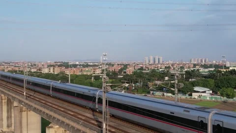 4K High Speed Train Racing Hexie Fuxing Vídeo Stock 348258631