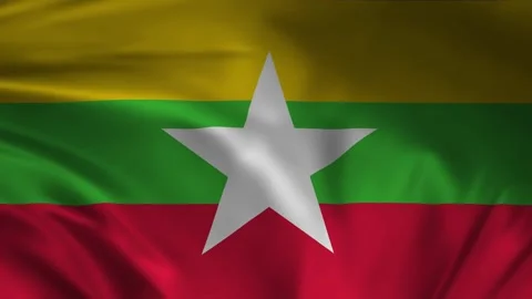 4k Highly Detailed National Flag Of Myanmar Video stock 339228296